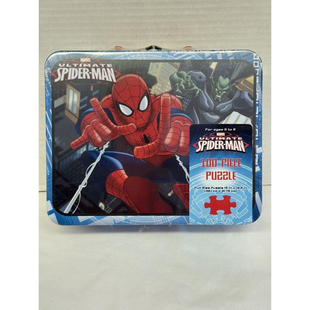 Spider-Man Marvel Ultimate 100 piece puzzle-collectible metal lunchbox Sealed